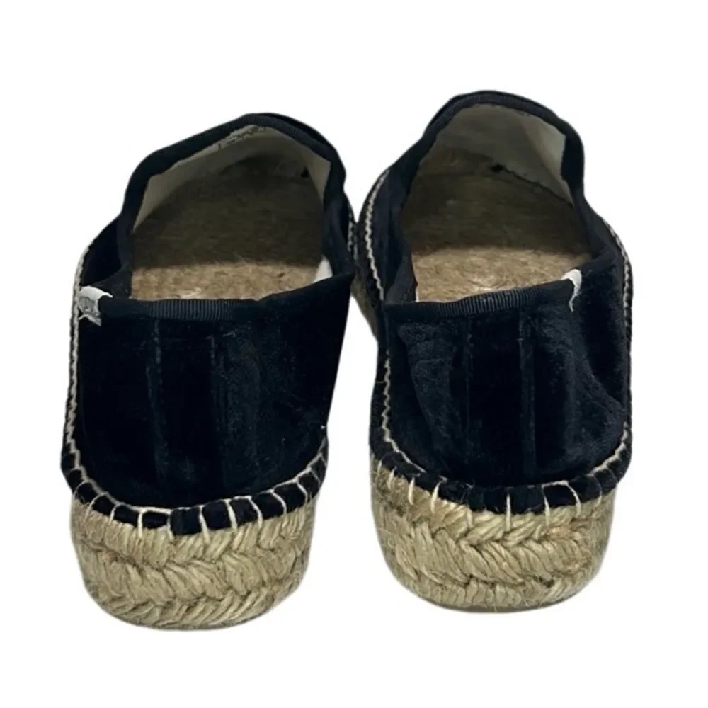 Soludos - Women’s Espadrilles, ‘The Smoking Slipper’ Velvet, Flat - Black Size 8 - Picture 4 of 16